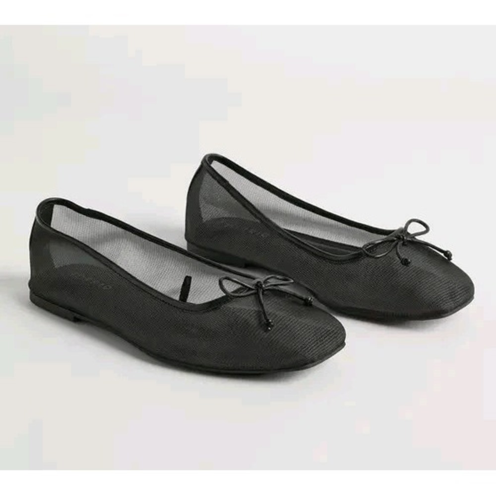 Torrid Black Bow Mesh Ballet Flat Size 10.5 WW Extra Wide Ballet Core Shoes